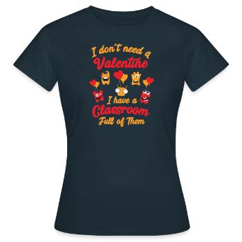 Teacher Valentine's Day Classroom Teaching - Women's T-Shirt - navy - Front - AI Model Female 172 dark (172cm)
