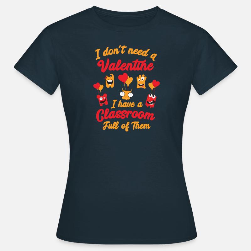 Enseñanza en el aula del Día de San Valentín del maestro - Camiseta mujer - azul marino
