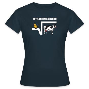 Ente Wurzel aus Kuh Nte Wurzel Mathematik Geschenk - Frauen T-Shirt - Navy - Vorne - AI Model Female 172 dark (172cm)