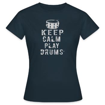 keep calm and play drums - T-shirt Femme - marine - Devant - AI Model Female 172 dark (172cm)
