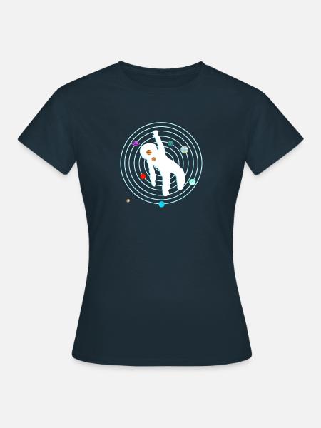 Astronaut im Sonnensystem - Frauen T-Shirt - Navy