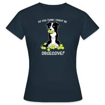 border collie funny saying gift idea - Women's T-Shirt - navy - Front - AI Model Female 172 dark (172cm)