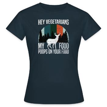 Anti Vegetarier Fleischesser Geschenk - Frauen T-Shirt - Navy - Vorne - AI Model Female 172 dark (172cm)