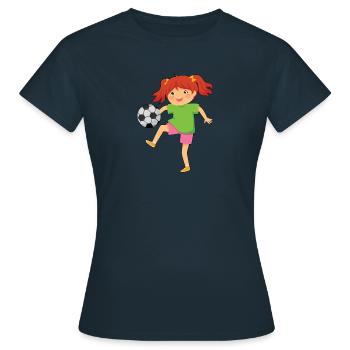 Fußballmädchen kickt den Ball Fußball Spaß Sport - Frauen T-Shirt - Navy - Vorne - AI Model Female 172 dark (172cm)