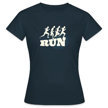 Run Run Run - Women's T-Shirt - navy - Front - AI Model Female 172 dark (172cm)