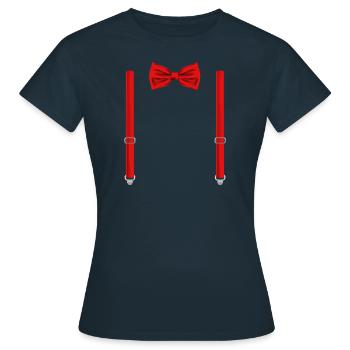 Nœud papillon rouge avec bretelles Drôle cadeau de mariage - T-shirt Femme - marine - Devant - AI Model Female 172 dark (172cm)