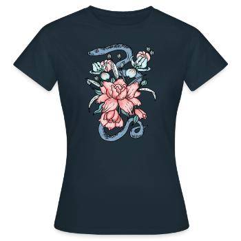 Serpent floral - T-shirt Femme - marine - Devant - AI Model Female 172 dark (172cm)