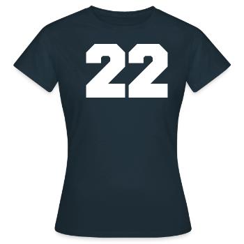 22 Glückszahl Geburtstag Zahl Collegestyle - Frauen T-Shirt - Navy - Vorne - AI Model Female 172 dark (172cm)