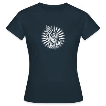 Chapelet Prière Mains Prière Foi Dieu Jésus - T-shirt Femme - marine - Devant - AI Model Female 172 dark (172cm)
