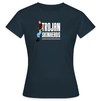 Trojaner Skinhead print | Traditioneller Skinhead - Frauen T-Shirt - Navy - Vorne - AI Model Female 172 dark (172cm)
