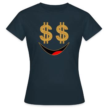 Geld Money Cash Euro Dollar Scheine - Frauen T-Shirt - Navy - Vorne - AI Model Female 172 dark (172cm)