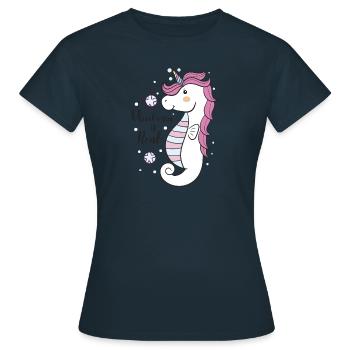 UNICORN IS REAL - Women's T-Shirt - navy - Front - AI Model Female 172 dark (172cm)
