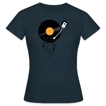 Schallplatte - Frauen T-Shirt - Navy - Vorne - AI Model Female 172 dark (172cm)