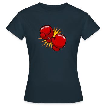 Boxhandschuhe - Frauen T-Shirt - Navy - Vorne - AI Model Female 172 dark (172cm)