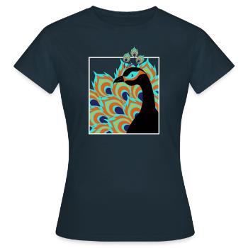 pfau - Frauen T-Shirt - Navy - Vorne - AI Model Female 172 dark (172cm)