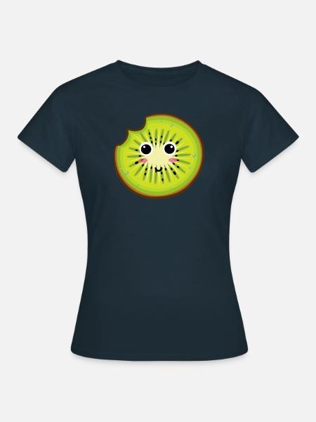 Kiwi Tshirt | Lustiges Obst mit Gesicht - Frauen T-Shirt - Navy
