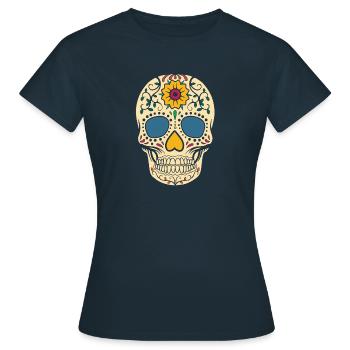 Dia De Los Muertos Mexique Jour des Morts - T-shirt Femme - marine - Devant - AI Model Female 172 dark (172cm)