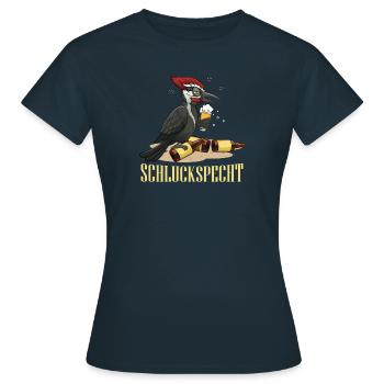 Schluckspecht Bier Alkohol Saufen Party Feiern - Frauen T-Shirt - Navy - Vorne - AI Model Female 172 dark (172cm)
