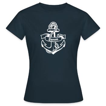 Genoa Port Anchor Souvenir Port City - Women's T-Shirt - navy - Front - AI Model Female 172 dark (172cm)