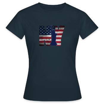 New York Manhattan Souvenir America NYC USA - Women's T-Shirt - navy - Front - AI Model Female 172 dark (172cm)