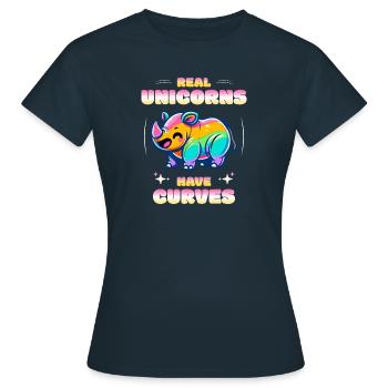 Les vraies licornes ont des courbes Licorne rhinocéros - T-shirt Femme - marine - Devant - AI Model Female 172 dark (172cm)