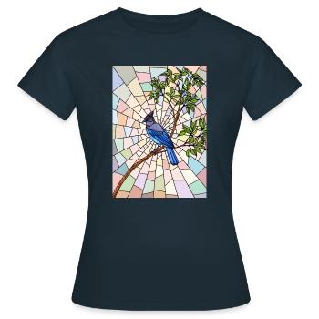 Steller's Jay in Glass - Women's T-Shirt - navy - Front - AI Model Female 172 dark (172cm)