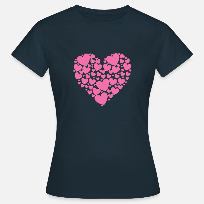 Hjerte med hjerte - Dame-T-shirt - marineblå