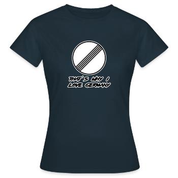 Verkehrsschild Autobahn Geschwindigkeit Geschenk - Frauen T-Shirt - Navy - Vorne - AI Model Female 172 dark (172cm)