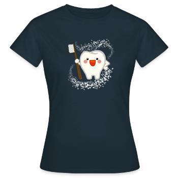 Dent, dents, brosse, yay - T-shirt Femme - marine - Devant - AI Model Female 172 dark (172cm)