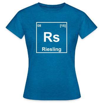 RSLNG Riesling Chemie Weiss - Frauen T-Shirt - Antikblaues Saphir meliert - Vorne - AI Model Female 172 dark (172cm)