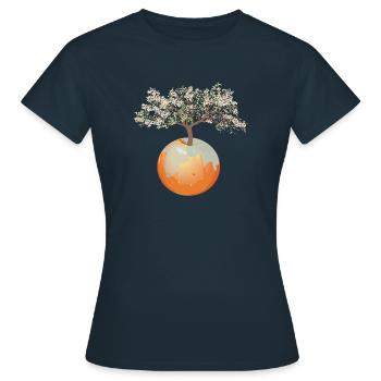Erde - Apfelbaum - Frauen T-Shirt - Navy - Vorne - AI Model Female 172 dark (172cm)