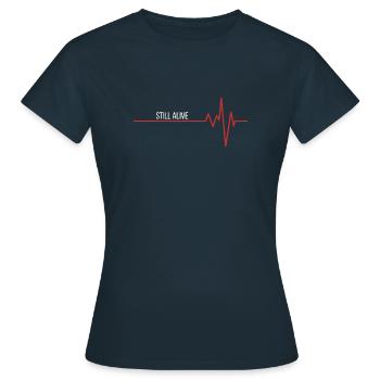 Still alive - heartbeat - Women's T-Shirt - navy - Front - AI Model Female 172 dark (172cm)