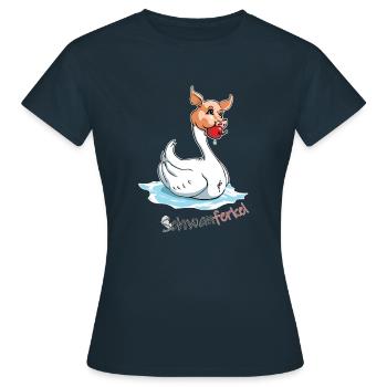 Schwanferkel - Frauen T-Shirt - Navy - Vorne - AI Model Female 172 dark (172cm)