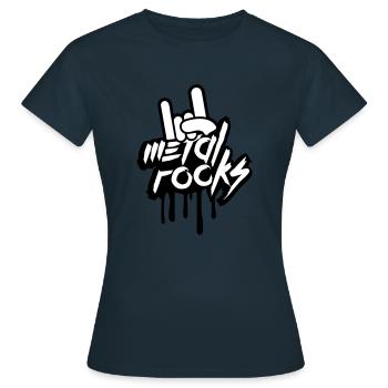 Heavy Metal Rocks Hard Rock Music Graffiti Spray - Women's T-Shirt - navy - Front - AI Model Female 172 dark (172cm)