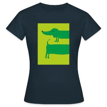 dackelhund gruen - Frauen T-Shirt - Navy - Vorne - AI Model Female 172 dark (172cm)
