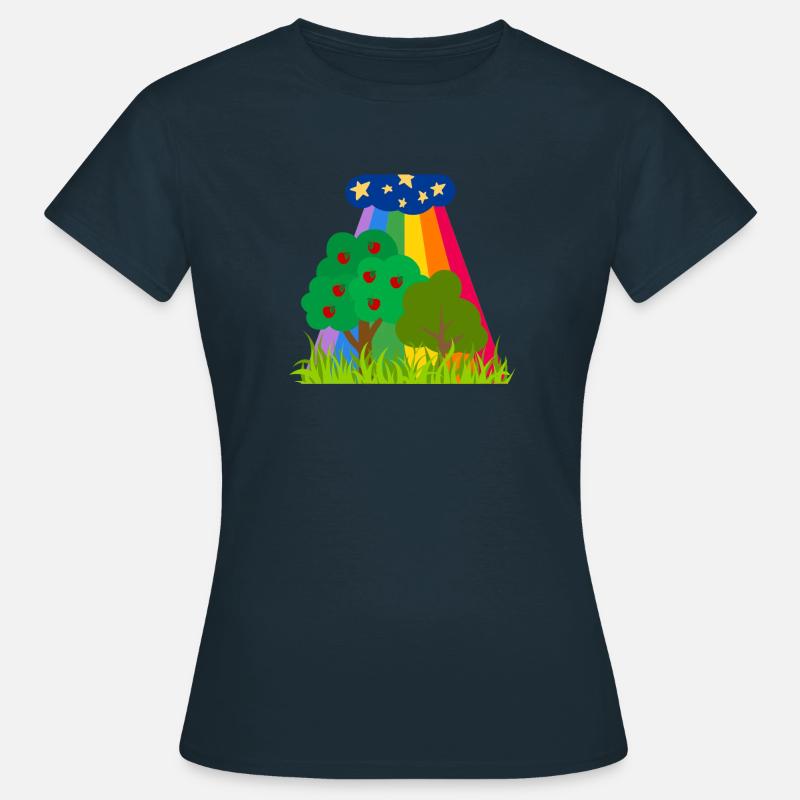 Clouds and Rainbow Trees - Women's T-Shirt - navy