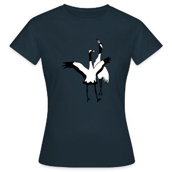 Kraniche - Frauen T-Shirt - Navy - Vorne - AI Model Female 172 dark (172cm)