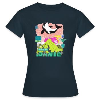 il est temps de paniquer - 42, changement climatique, conservation de la nature - T-shirt Femme - marine - Devant - AI Model Female 172 dark (172cm)