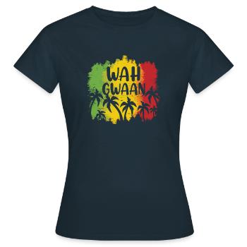 Wah Gwaan Slang Design Jamaica Jamaican Parade - T-shirt Femme - marine - Devant - AI Model Female 172 dark (172cm)