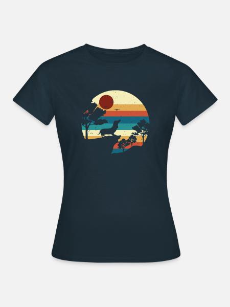 Dackel Hund Geschenk Lustiger Saussage Dog Retro - Frauen T-Shirt - Navy