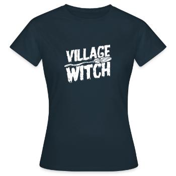 Creepy Halloween Village Witch Witch’s Broom - T-shirt Femme - marine - Devant - AI Model Female 172 dark (172cm)
