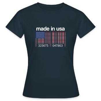 USA Flagge Barcode Made in USA Amerika Amerikaner - Frauen T-Shirt - Navy - Vorne - AI Model Female 172 dark (172cm)