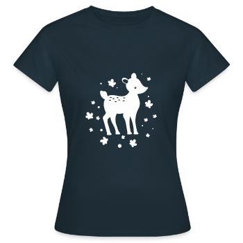 Rehkitz - Zootier Tierfreund Naturschutz - Frauen T-Shirt - Navy - Vorne - AI Model Female 172 dark (172cm)