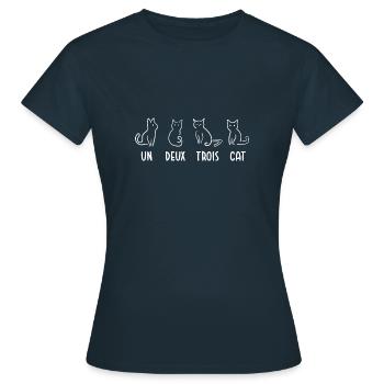 Un Deux Trois Cat Lustiges Katzen Geschenk - Frauen T-Shirt - Navy - Vorne - AI Model Female 172 dark (172cm)