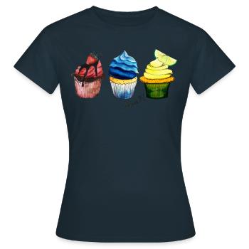Trio Cupcake - T-shirt Femme - marine - Devant - AI Model Female 172 dark (172cm)