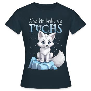 Fuchs Polarfuchs Schneefuchs Arktis Polar - Frauen T-Shirt - Navy - Vorne - AI Model Female 172 dark (172cm)