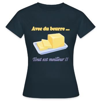beurre - T-shirt Femme - marine - Devant - AI Model Female 172 dark (172cm)
