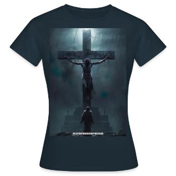 VIVEZ LIBRES LES ORGUEILLEUX - MON SAUVEUR - T-shirt Femme - marine - Devant - AI Model Female 172 dark (172cm)