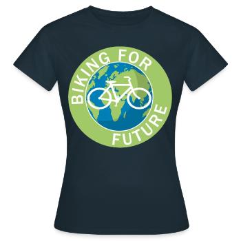 Protection de l'environnement à vélo - T-shirt Femme - marine - Devant - AI Model Female 172 dark (172cm)