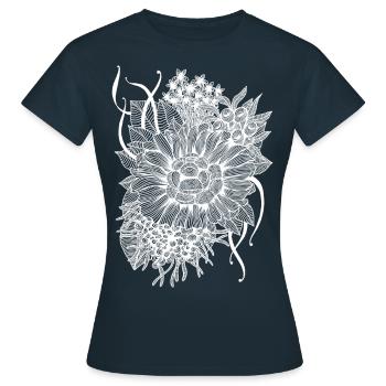 Fleurs | Bouquet de fleurs | Bouquet de fleurs Lignes Art - T-shirt Femme - marine - Devant - AI Model Female 172 dark (172cm)